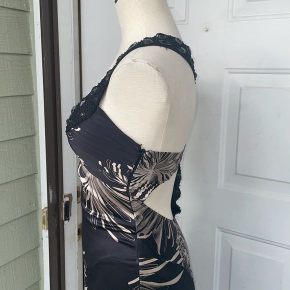 BEBE Women’s Y2K Stretch Silk Cocktail Formal Maxi Dress Gown size XS - Picture 8 of 14